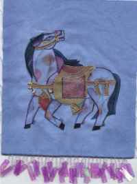 oriental horse printed then embroidered