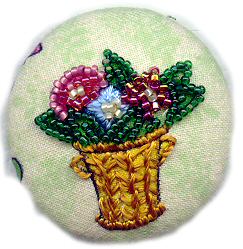 Beaded button from Mary Englebreit fabric