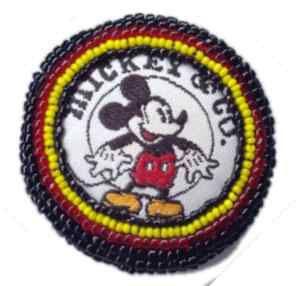  Mickey Mouse image with beaded border 